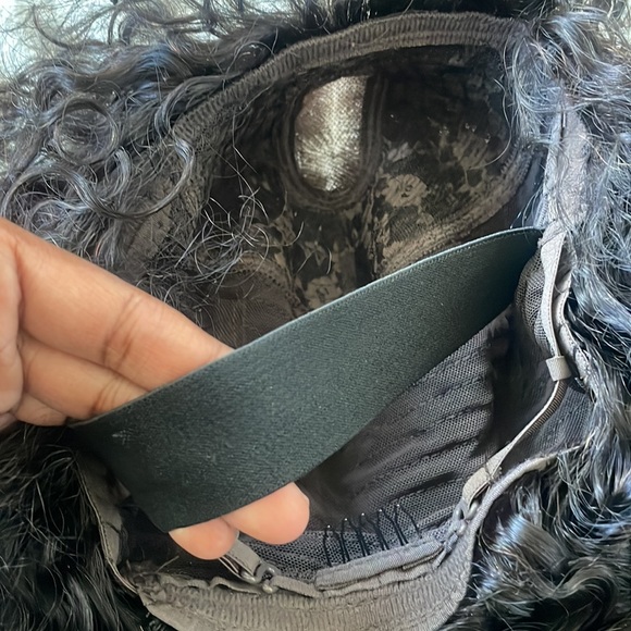 💕 12” HUMAN HAIR SHORT Curly Wig With Bangs FULL CAP WITH BAND & lace top part - Picture 6 of 17